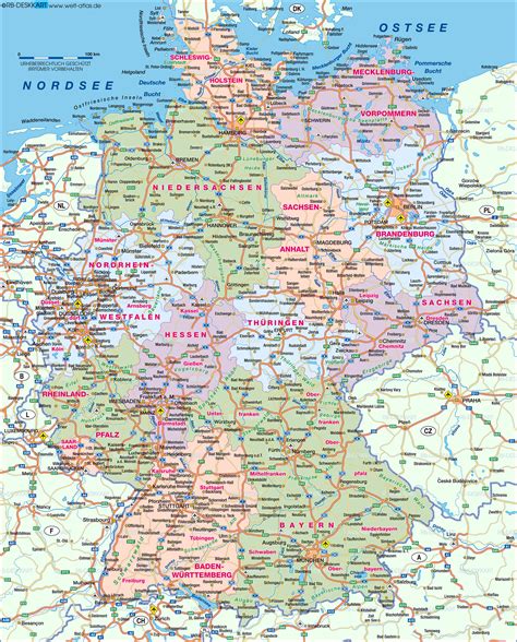 deutschlandkarte mit städten kostenlos